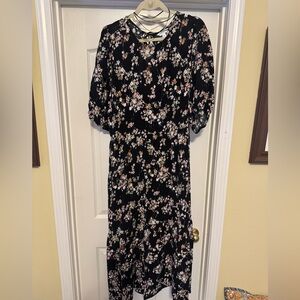 Time and Tru BoHo Floral Mixed Design Dress Black floral - cutout in back